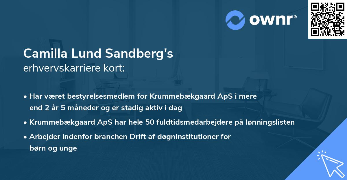Camilla Lund Sandberg's erhvervskarriere kort