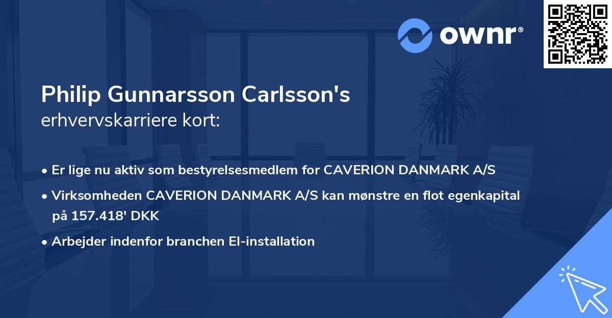 Philip Gunnarsson Carlsson's erhvervskarriere kort