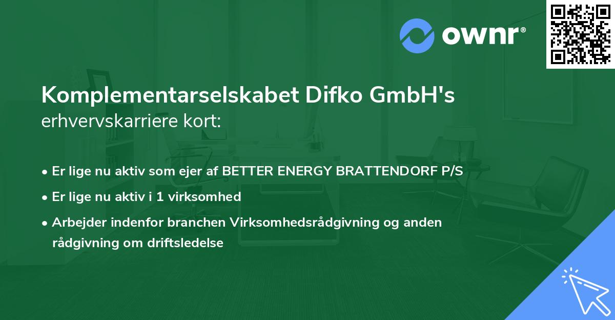 Komplementarselskabet Difko GmbH's erhvervskarriere kort