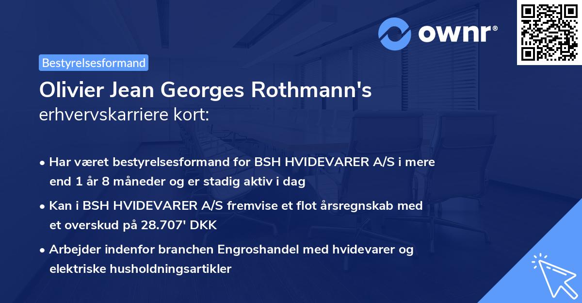 Olivier Jean Georges Rothmann's erhvervskarriere kort