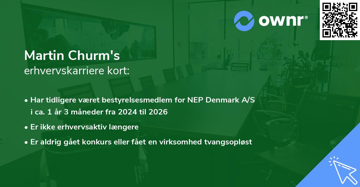 Martin Churm's erhvervskarriere kort