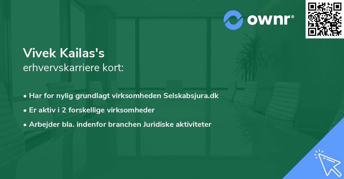 Vivek Kailas's erhvervskarriere kort