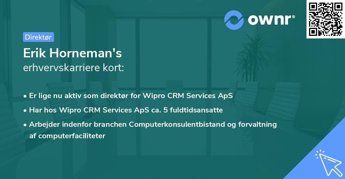 Erik Horneman's erhvervskarriere kort