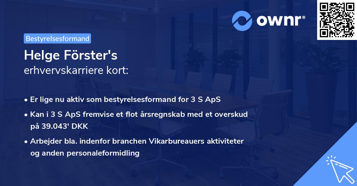 Helge Förster's erhvervskarriere kort