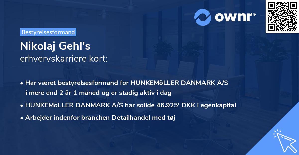 Nikolaj Gehl's erhvervskarriere kort