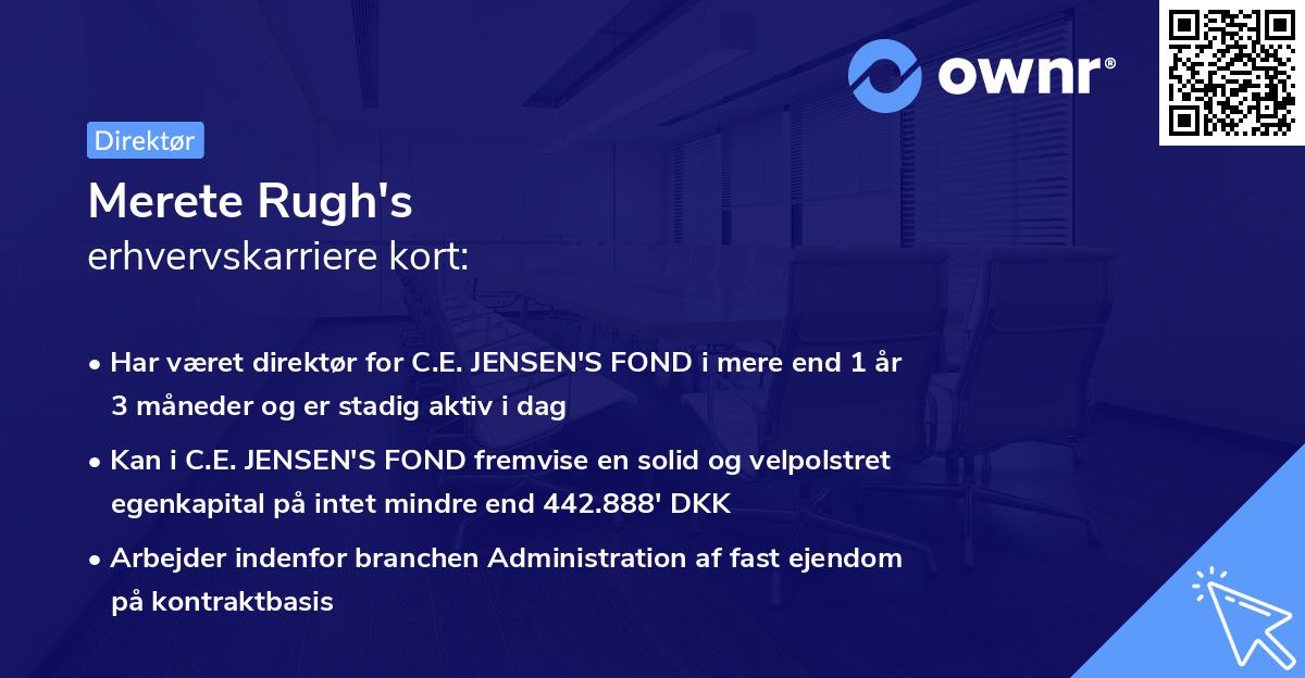 Merete Rugh's erhvervskarriere kort