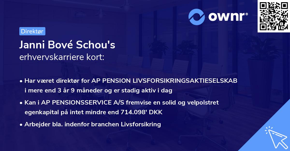 Janni Bové Schou's erhvervskarriere kort