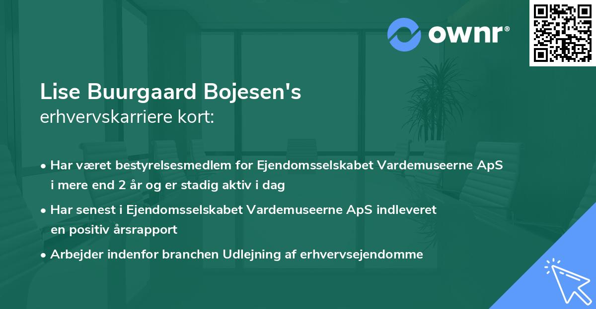 Lise Buurgaard Bojesen's erhvervskarriere kort