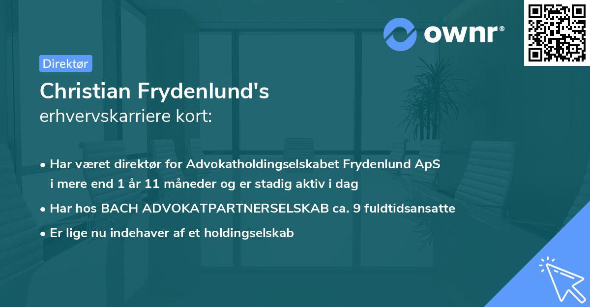 Christian Frydenlund's erhvervskarriere kort