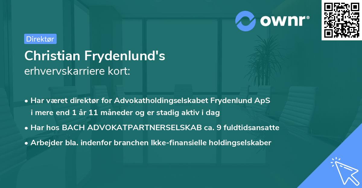 Christian Frydenlund's erhvervskarriere kort