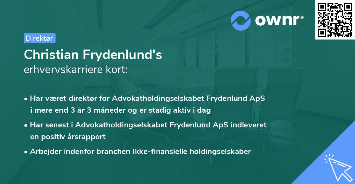 Christian Frydenlund's erhvervskarriere kort