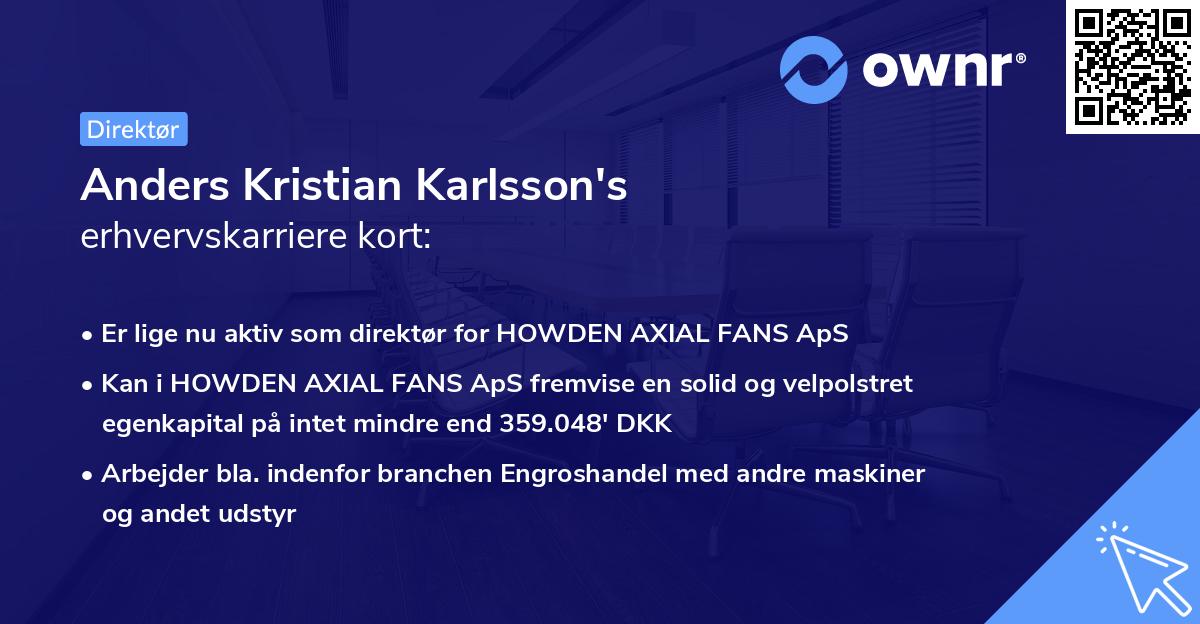 Anders Kristian Karlsson's erhvervskarriere kort