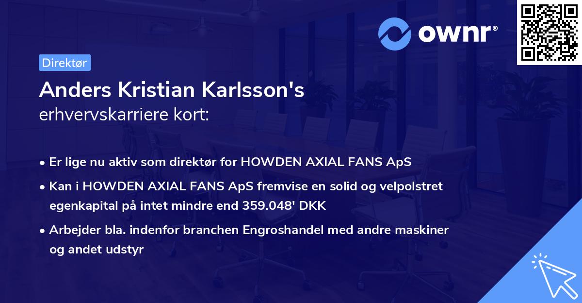 Anders Kristian Karlsson's erhvervskarriere kort