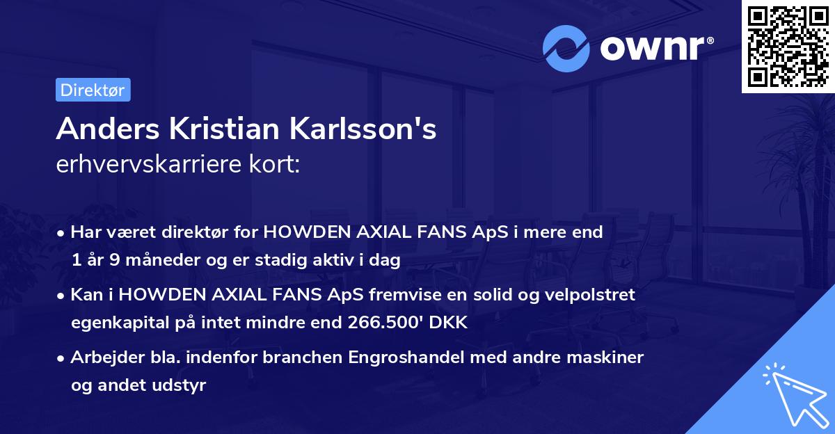 Anders Kristian Karlsson's erhvervskarriere kort