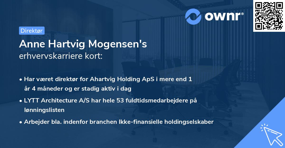 Anne Hartvig Mogensen's erhvervskarriere kort