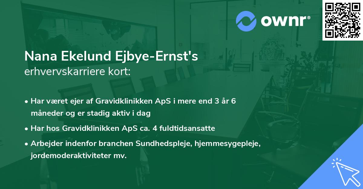 Nana Ekelund Ejbye-Ernst's erhvervskarriere kort