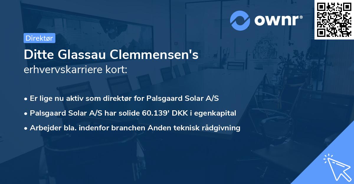 Ditte Glassau Clemmensen's erhvervskarriere kort