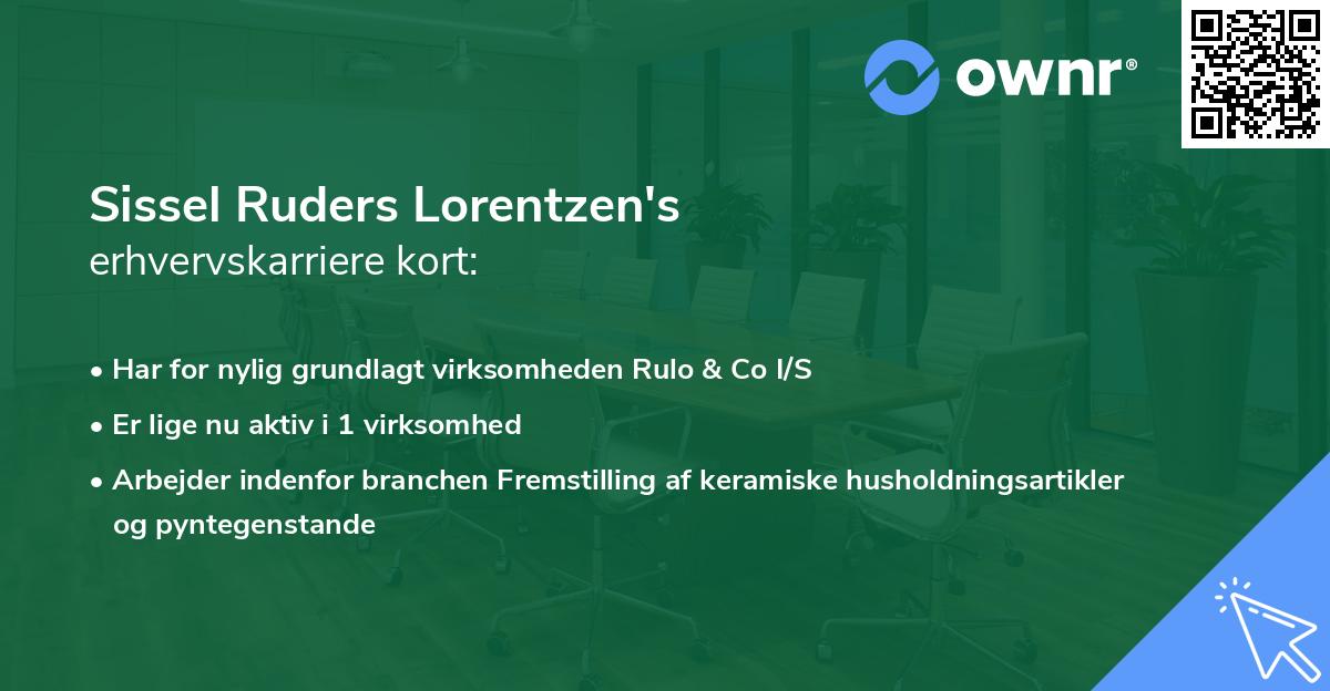 Sissel Ruders Lorentzen's erhvervskarriere kort