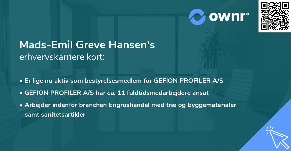 Mads-Emil Greve Hansen's erhvervskarriere kort