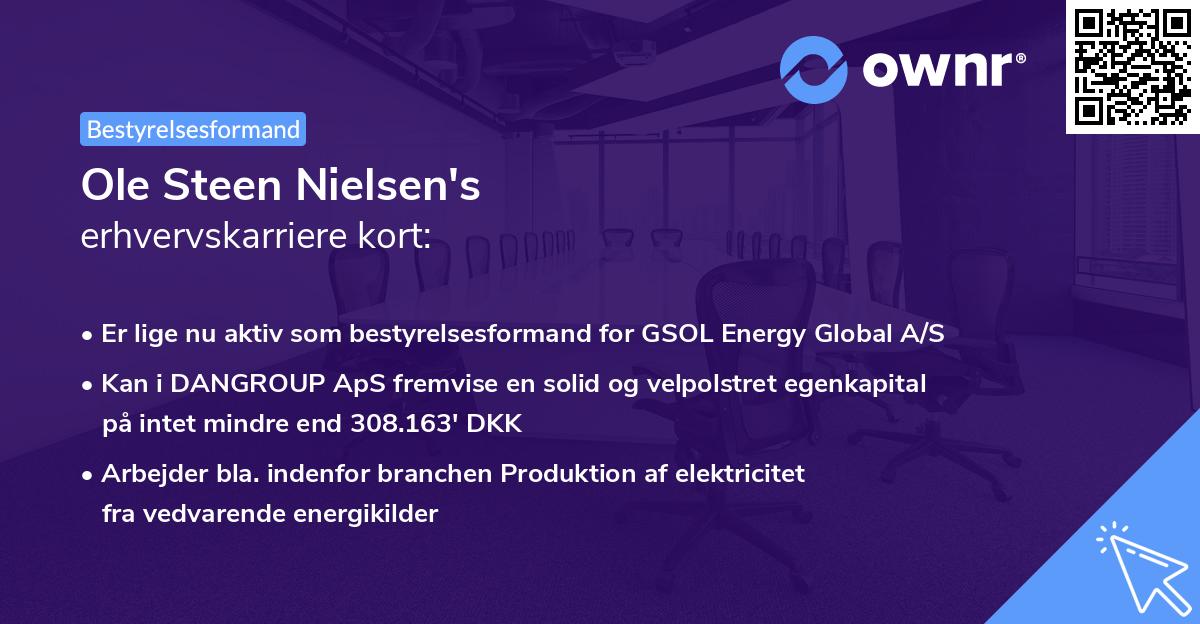 Ole Steen Nielsen's erhvervskarriere kort