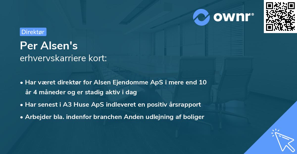 Per Alsen's erhvervskarriere kort