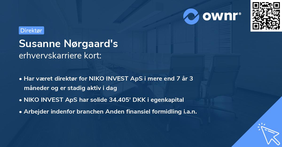 Susanne Nørgaard's erhvervskarriere kort