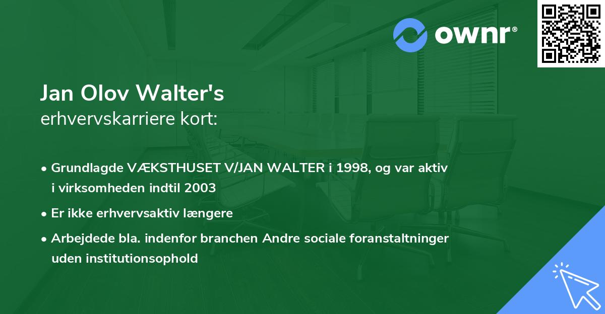 Jan Olov Walter's erhvervskarriere kort