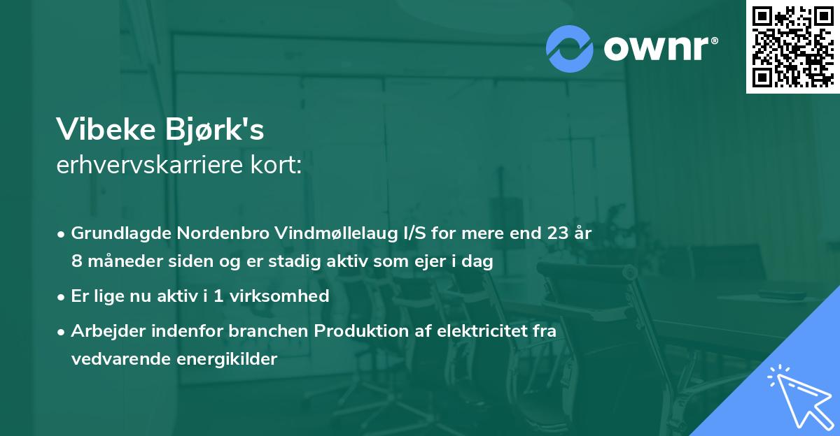 Vibeke Bjørk's erhvervskarriere kort