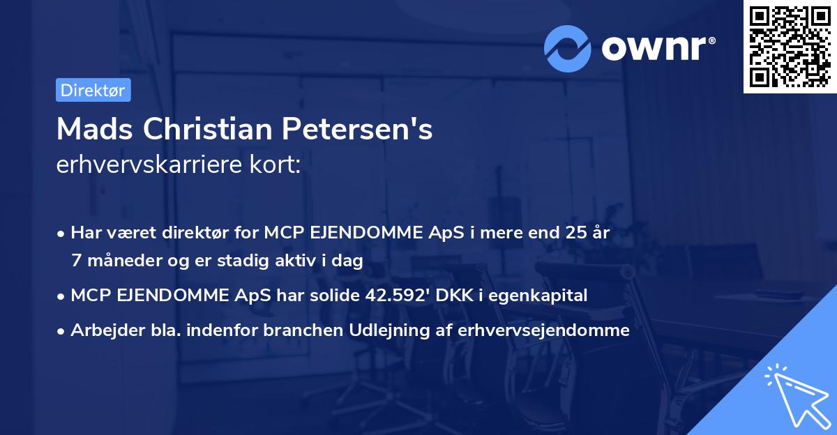 Mads Christian Petersen's erhvervskarriere kort