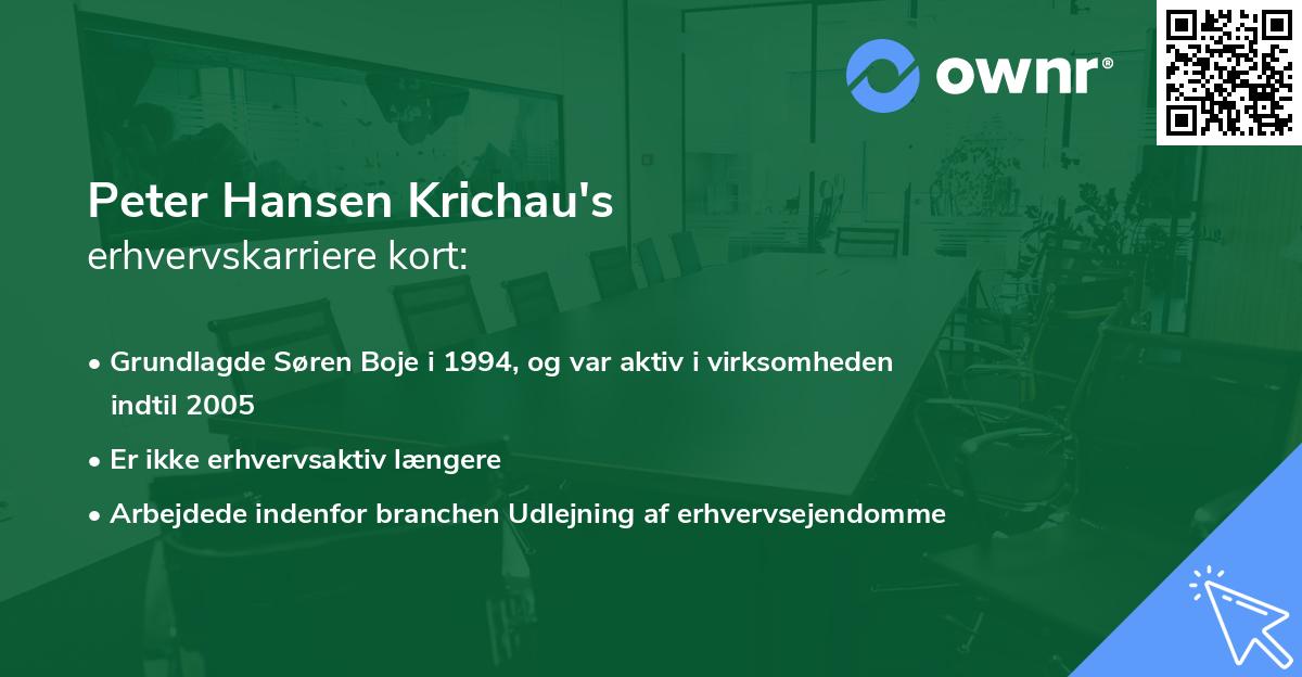 Peter Hansen Krichau's erhvervskarriere kort