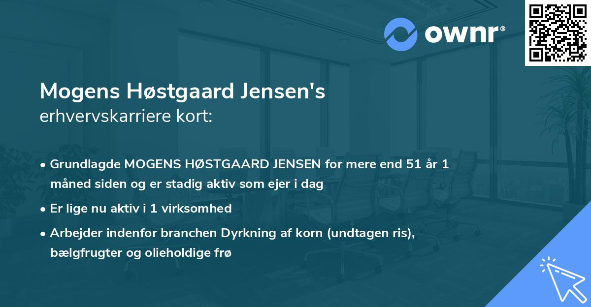 Mogens Høstgaard Jensen's erhvervskarriere kort
