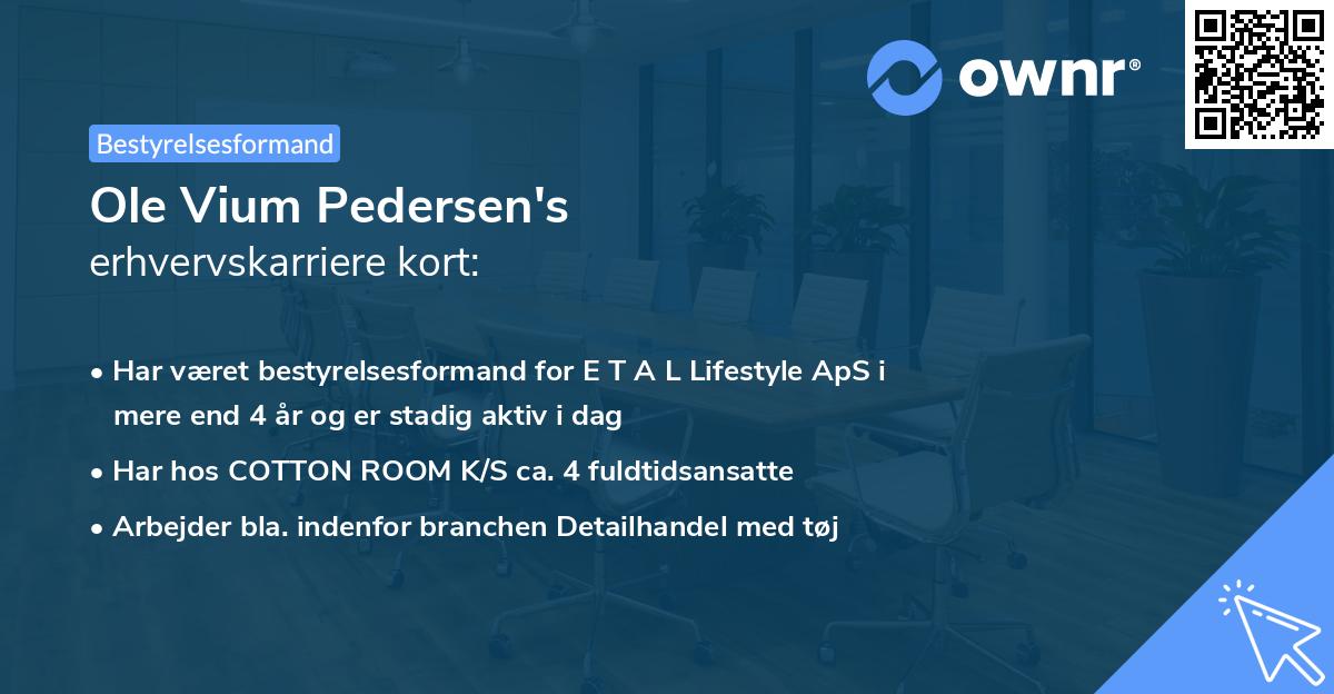 Ole Vium Pedersen's erhvervskarriere kort
