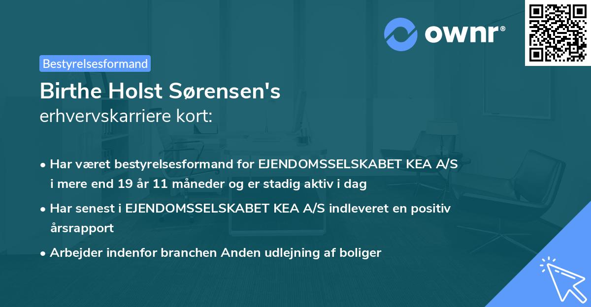 Birthe Holst Sørensen's erhvervskarriere kort