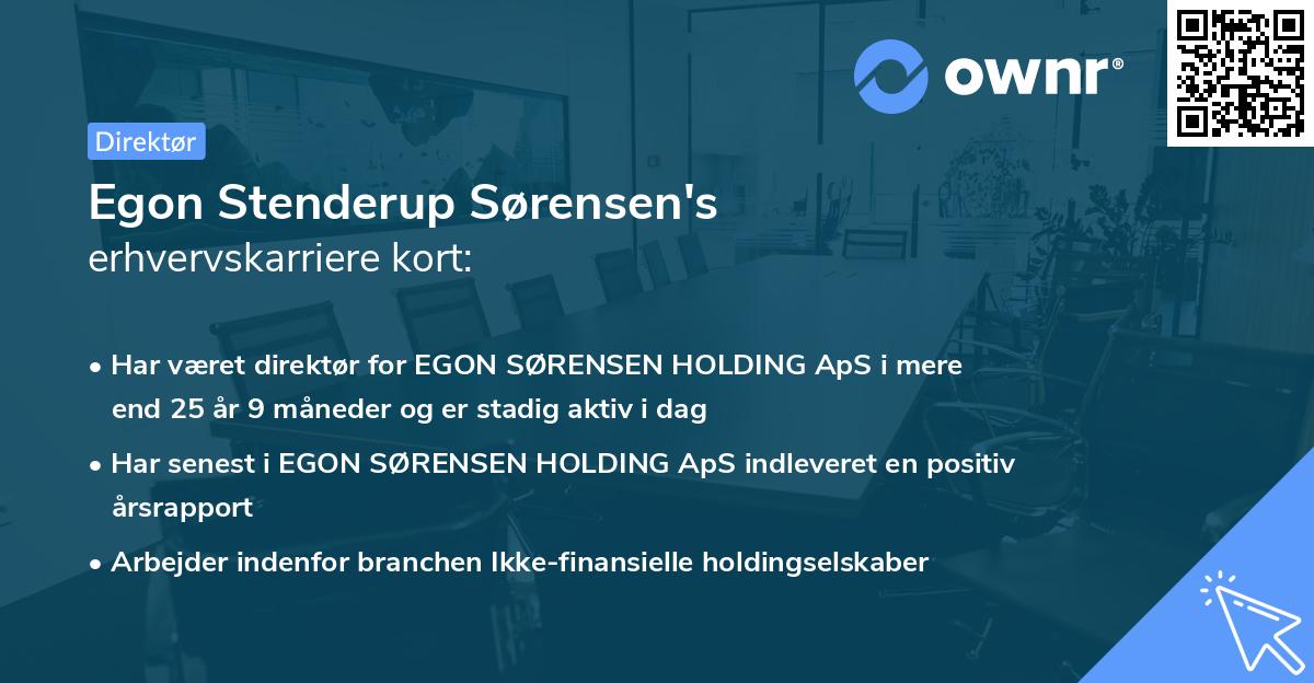 Egon Stenderup Sørensen's erhvervskarriere kort