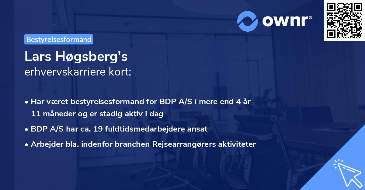 Lars Høgsberg's erhvervskarriere kort