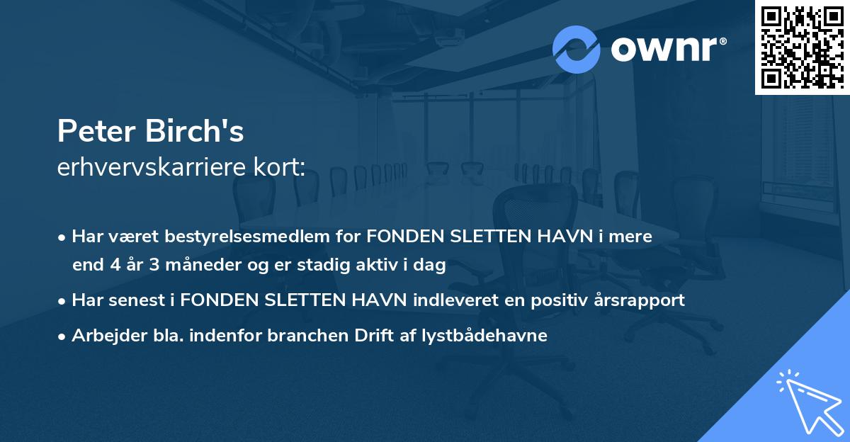 Peter Birch's erhvervskarriere kort
