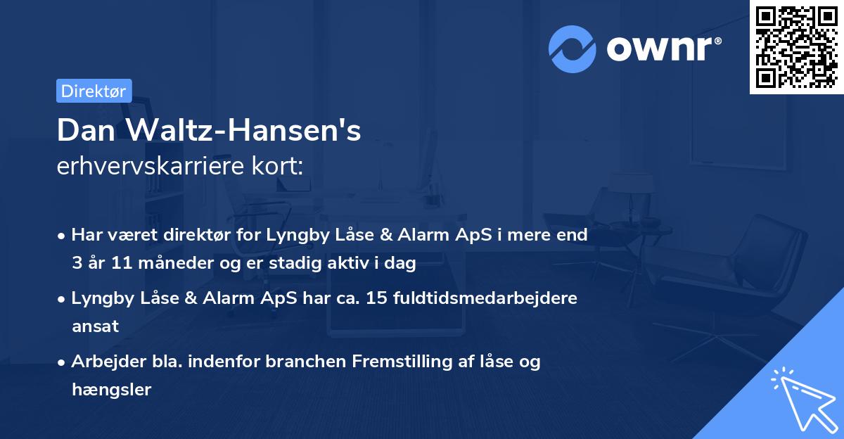 Dan Waltz-Hansen's erhvervskarriere kort