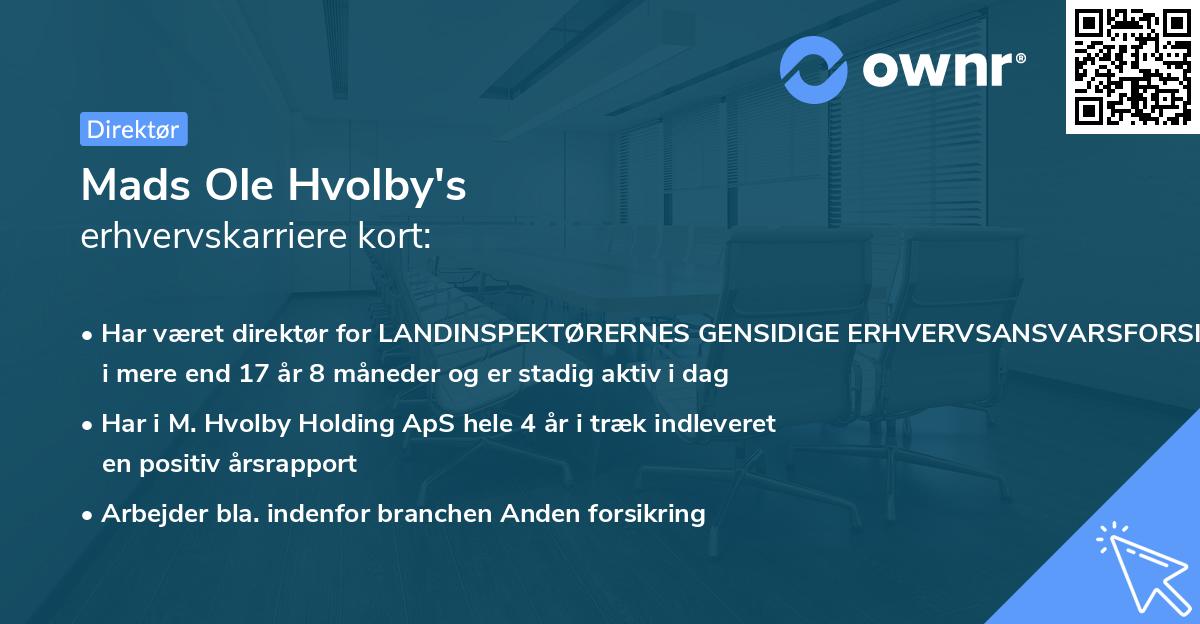 Mads Ole Hvolby's erhvervskarriere kort