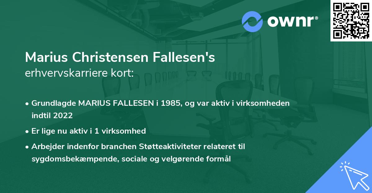 Marius Christensen Fallesen's erhvervskarriere kort