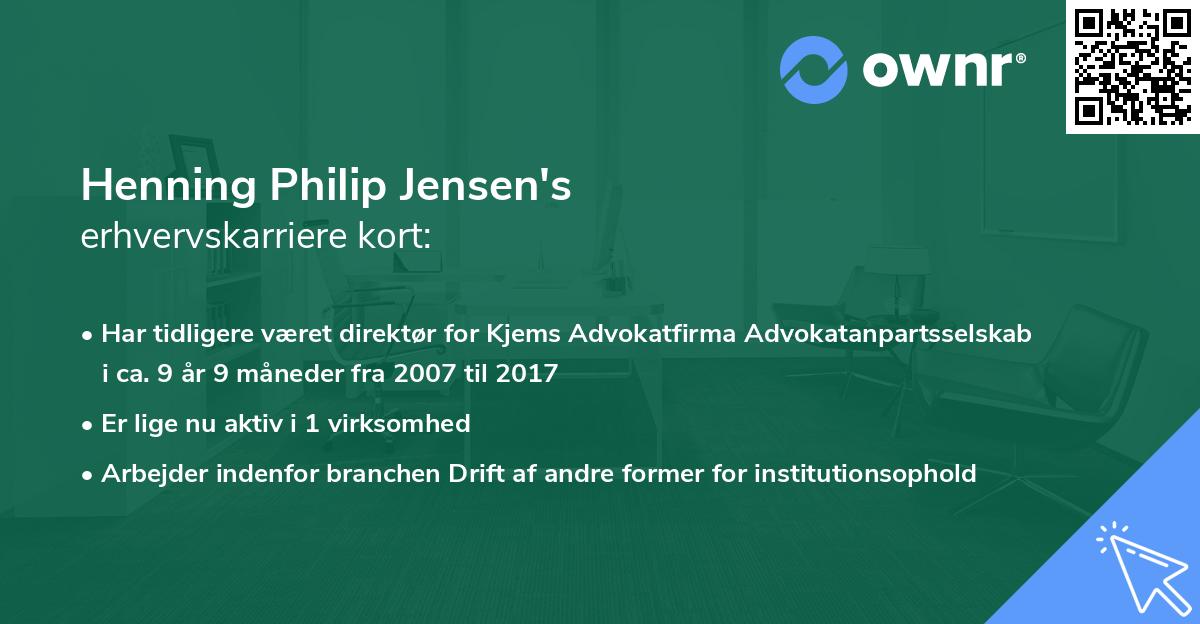 Henning Philip Jensen's erhvervskarriere kort