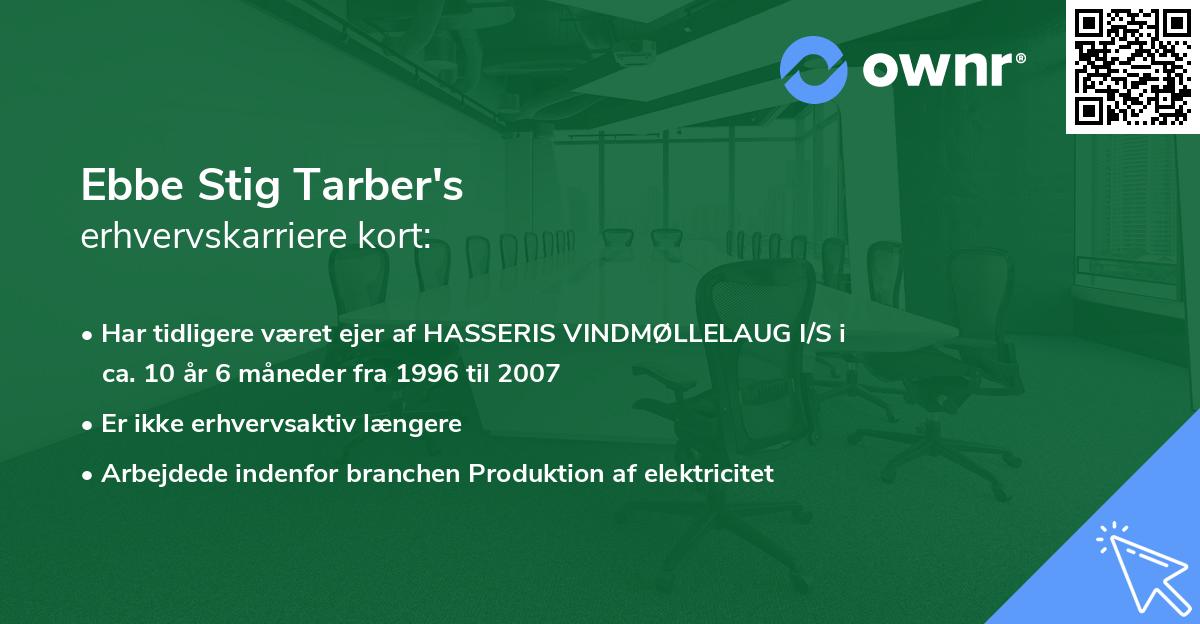 Ebbe Stig Tarber's erhvervskarriere kort