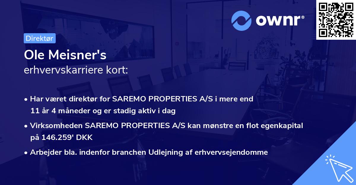 Ole Meisner's erhvervskarriere kort