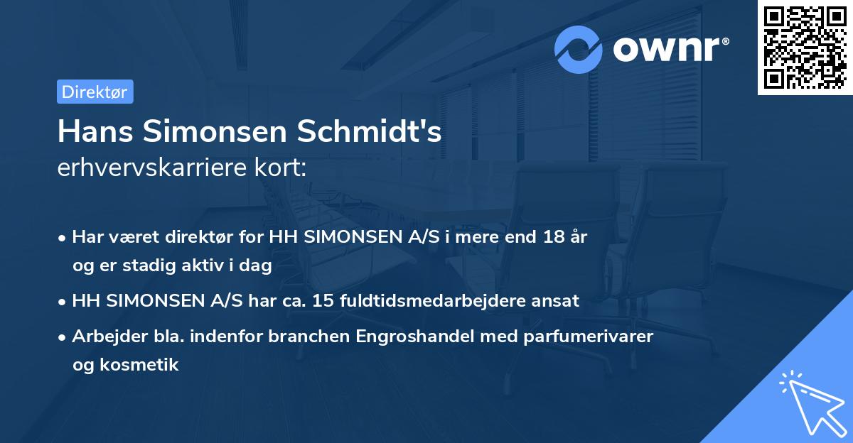 Hans Simonsen Schmidt's erhvervskarriere kort