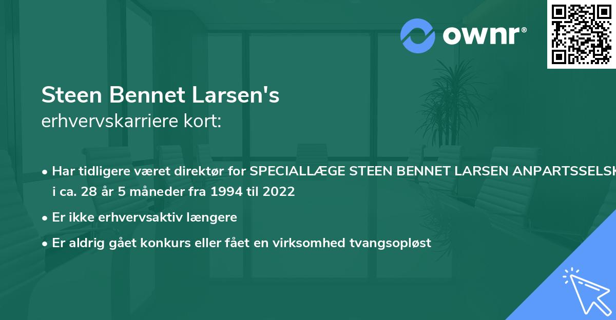 Steen Bennet Larsen's erhvervskarriere kort