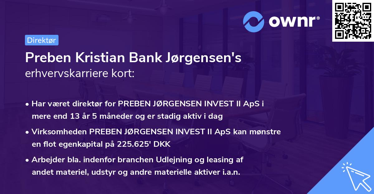 Preben Kristian Bank Jørgensen's erhvervskarriere kort