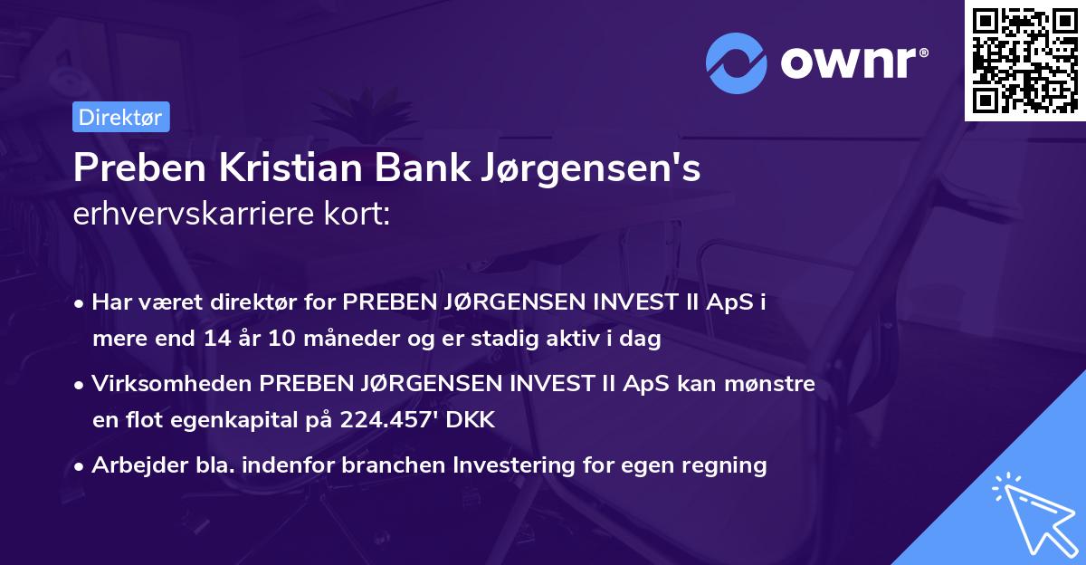 Preben Kristian Bank Jørgensen's erhvervskarriere kort