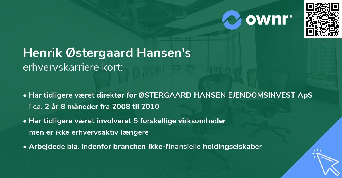 Henrik Østergaard Hansen's erhvervskarriere kort