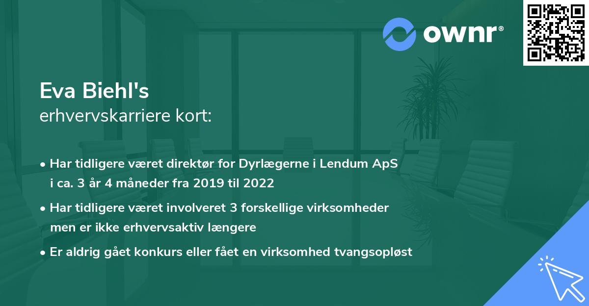 Eva Biehl's erhvervskarriere kort