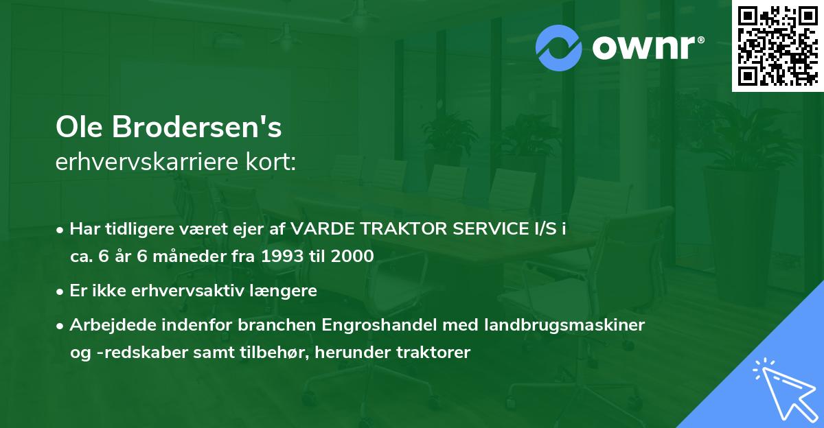 Ole Brodersen's erhvervskarriere kort