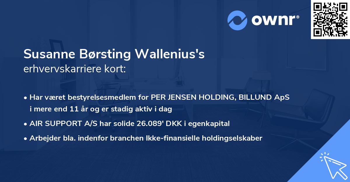 Susanne Børsting Wallenius's erhvervskarriere kort